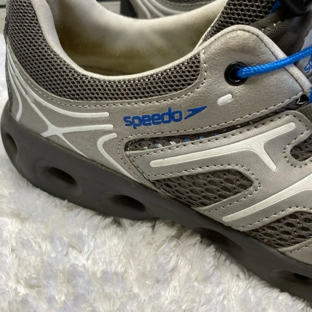 Speedo Sneakers Mens Gray and Blue Running Shoes Workout Sz 9
